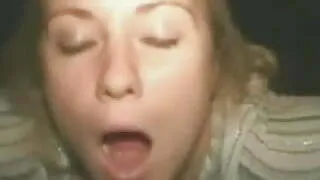 Blonde girlfriend gives blowjob and gets facial cumshot