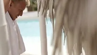 Gorgeous maid Nancey caresses big slim jim