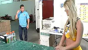 Horny cheerleader Kristie Creame bends over for a BBC