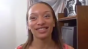 Amazing brunette girl can't resist sucking a long fat pecker