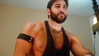 Leather Bearded Hairy Muscle stud with nasty attitude