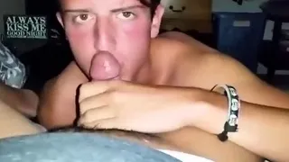 Twink friend strokes my big cock, I cum in his mouth