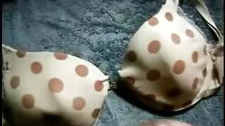 cum on polka dot bra (no audio)