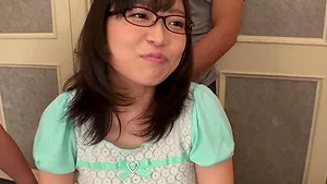Nerdy cutie Yuka Asami is about to get banged by several dudes