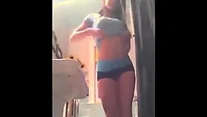 Lovely teen strip and bate in the bathroom