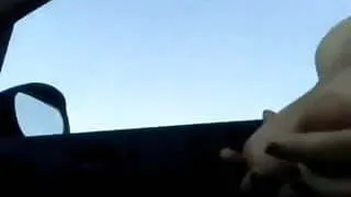 Exhibition on car. Mature slut show off