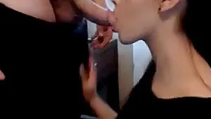 This sweet blonde teen gives her man a blowjob that ends with a facial