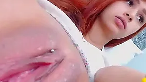 Teen Redhead Fingers Her Clit Until She Orgams