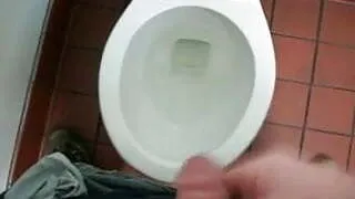 Jerking off in public bathroom with stall door open!
