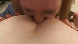 Horny slut sucking cock
