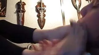 Licking girfriend's feet