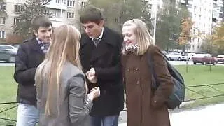 Swinger sex warming up teens' cocks and pussies