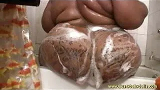 Huge tattooed Booty in the shower 