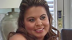 Big tit bbw brunette milf tugs on her mans cock while she masturbates