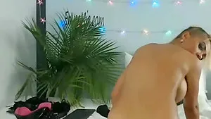 Insane alt girl with super fake huge tits slaps herself an masturbates hard