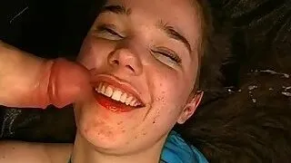 Lusty sucking of giant knockers