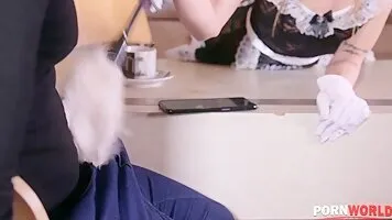 Porn World Russian maid shows small tits