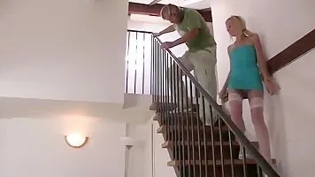 Blonde cuckold wife with husbands friend