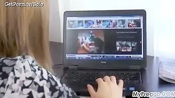 Preggo chick strips and masturbates