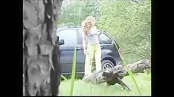 Tanya pee in the meadow