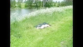 Peeing naked near the pond