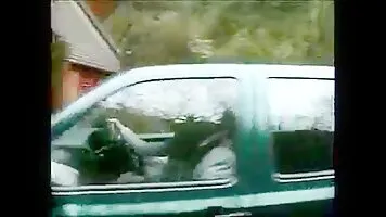 Girl parked car and peeing near