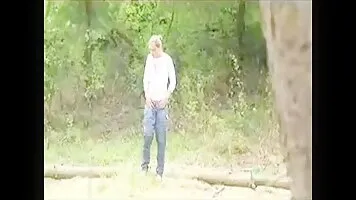 Beautiful Russian girl pissing in nature