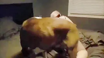 Cute babe is fucking with her lovely dog XXX