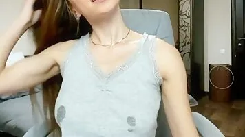 Skinny webcam chick milks her cute tits