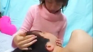 Slim busty japanese babe breastfeeds lucky dude