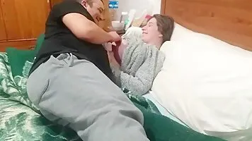 Feeds me with her breast milk while touching my cock