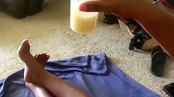 Busty ebony milk massage