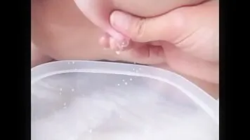 BBW milks her tits in Tupperware