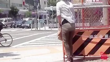 Japanese office lady Wetting her work pants