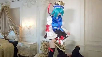 Sweet Eiki Shiki Touhou Cosplay Gets Teased, Fucked And Sucks Dick