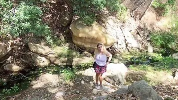 Schoolgirl cosplayer runs away from schooltrip to get fucked in the woods