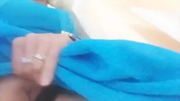 MILF cosplaying Elsa playing with a dildo and her pussy