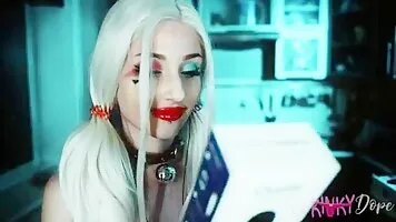 Harley Quinn cosplayer acting like a tease on cam