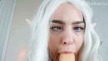 Elf Slave Cosplayer Fills All Her Holes And Cant Stop Doing Ahegao