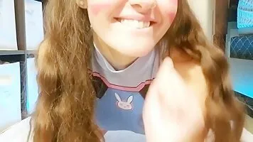 D.Va cosplayer double penetrates herself with toys