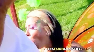 Fairy cosplayer is caught and fucked outside