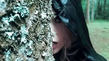 Cosplay Witch Giving Deep Blowjob In The Woods