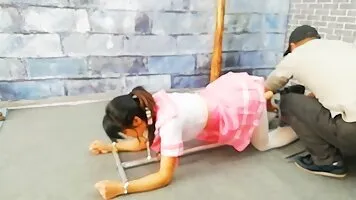Chinese Schoolgirl Cosplayer Restrained And Fucked By a Machine