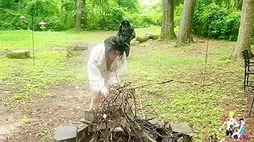 Cute Neko Cosplayer is Caught By Big Bad Orc and Made To Suck Dick