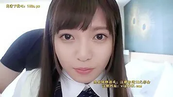 Cute Japanese schoolgirl cosplayer riding large cock