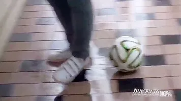 Asian schoolgirl cosplayer plays with her pussy and worships her boyfriends body