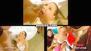 Face pissing bukkake compilation mixed up with facial cumshots for Charly and Sarah Ann