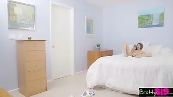 Petite step sister with a trimmed pussy gets used by her handsome lover