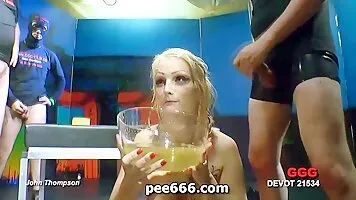 Golden showers bukkake and piss bowl diving for filthy blonde Mia Bitch